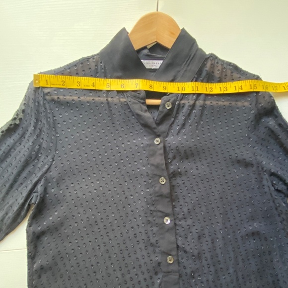 Equipment Femme Black Silk Swiss Dot Sheer Tunic Blouse Size Small - Picture 15 of 15